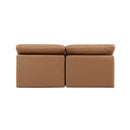  Manufacturer Color_Cognac -- Indulge 70" Cognac Vegan Leather Upholstered 2 pc Armless Modular Loveseat IMAGE 3