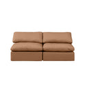  Manufacturer Color_Cognac -- Indulge 70" Cognac Vegan Leather Upholstered 2 pc Armless Modular Loveseat IMAGE 4