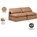  Manufacturer Color_Cognac -- Indulge 70" Cognac Vegan Leather Upholstered 2 pc Armless Modular Loveseat IMAGE 8