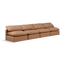  Manufacturer Color_Cognac -- Indulge 140" Cognac Vegan Leather Upholstered 4 pc Armless Modular Sofa IMAGE 1