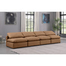  Manufacturer Color_Cognac -- Indulge 140" Cognac Vegan Leather Upholstered 4 pc Armless Modular Sofa IMAGE 2