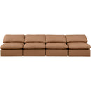  Manufacturer Color_Cognac -- Indulge 140" Cognac Vegan Leather Upholstered 4 pc Armless Modular Sofa IMAGE 4
