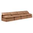  Manufacturer Color_Cognac -- Indulge 140" Cognac Vegan Leather Upholstered 4 pc Armless Modular Sofa IMAGE 7