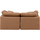  Manufacturer Color_Cognac -- Indulge 70" Cognac Vegan Leather Upholstered 2 pc Modular Loveseat IMAGE 3