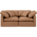  Manufacturer Color_Cognac -- Indulge 70" Cognac Vegan Leather Upholstered 2 pc Modular Loveseat IMAGE 4