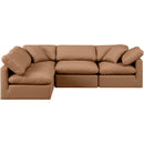  Manufacturer Color_Cognac -- Indulge 105" Cognac Vegan Leather Upholstered 4 pc Modular Sectional IMAGE 4