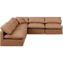  Manufacturer Color_Cognac -- Indulge 105" Cognac Vegan Leather Upholstered 5 pc Modular Sectional IMAGE 4