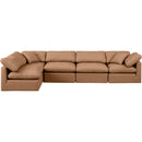  Manufacturer Color_Cognac -- Indulge 140" Cognac Vegan Leather Upholstered 5 pc Modular Sectional IMAGE 4