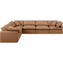  Manufacturer Color_Cognac -- Indulge 140" Cognac Vegan Leather Upholstered 6 pc Modular Sectional IMAGE 4