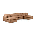  Manufacturer Color_Cognac -- Indulge 140" Cognac Vegan Leather Upholstered 6 pc Modular Sectional IMAGE 1