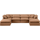  Manufacturer Color_Cognac -- Indulge 140" Cognac Vegan Leather Upholstered 6 pc Modular Sectional IMAGE 4
