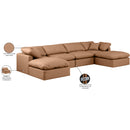  Manufacturer Color_Cognac -- Indulge 140" Cognac Vegan Leather Upholstered 6 pc Modular Sectional IMAGE 8