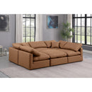  Manufacturer Color_Cognac -- Indulge 105" Cognac Vegan Leather Upholstered 6 pc Modular Sectional IMAGE 2