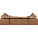  Manufacturer Color_Cognac -- Indulge 140" Cognac Vegan Leather Upholstered 6 pc Modular Sectional IMAGE 3