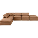 Manufacturer Color_Cognac -- Indulge 140" Cognac Vegan Leather Upholstered 6 pc Modular Sectional IMAGE 4