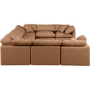  Manufacturer Color_Cognac -- Indulge 140" Cognac Vegan Leather Upholstered 8 pc Modular Sectional IMAGE 5
