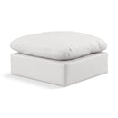 Meridian Indulge Cream Vegan Leather Ottoman IMAGE 1