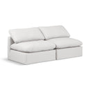  Manufacturer Color_Cream -- Indulge 70" Cream Vegan Leather Upholstered 2 pc Armless Modular Loveseat IMAGE 1