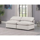  Manufacturer Color_Cream -- Indulge 70" Cream Vegan Leather Upholstered 2 pc Armless Modular Loveseat IMAGE 2