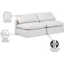  Manufacturer Color_Cream -- Indulge 70" Cream Vegan Leather Upholstered 2 pc Armless Modular Loveseat IMAGE 8