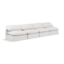  Manufacturer Color_Cream -- Indulge 140" Cream Vegan Leather Upholstered 4 pc Armless Modular Sofa IMAGE 1