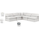  Manufacturer Color_Cream -- Indulge 105" Cream Vegan Leather Upholstered 5 pc Modular Sectional IMAGE 9