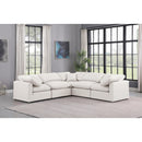  Manufacturer Color_Cream -- Indulge 105" Cream Vegan Leather Upholstered 5 pc Modular Sectional IMAGE 2