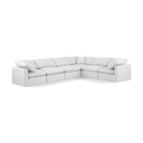  Manufacturer Color_Cream -- Indulge 140" Cream Vegan Leather Upholstered 6 pc Modular Sectional IMAGE 1