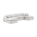  Manufacturer Color_Cream -- Indulge 140" Cream Vegan Leather Upholstered 6 pc Modular Sectional IMAGE 1