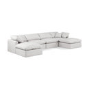  Manufacturer Color_Cream -- Indulge 140" Cream Vegan Leather Upholstered 6 pc Modular Sectional IMAGE 1
