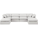  Manufacturer Color_Cream -- Indulge 140" Cream Vegan Leather Upholstered 6 pc Modular Sectional IMAGE 4