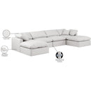  Manufacturer Color_Cream -- Indulge 140" Cream Vegan Leather Upholstered 6 pc Modular Sectional IMAGE 8