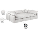  Manufacturer Color_Cream -- Indulge 105" Cream Vegan Leather Upholstered 6 pc Modular Sectional IMAGE 9