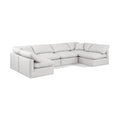 Manufacturer Color_Cream -- Indulge 140" Cream Vegan Leather Upholstered 6 pc Modular Sectional IMAGE 1