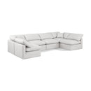  Manufacturer Color_Cream -- Indulge 140" Cream Vegan Leather Upholstered 6 pc Modular Sectional IMAGE 1