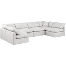  Manufacturer Color_Cream -- Indulge 140" Cream Vegan Leather Upholstered 6 pc Modular Sectional IMAGE 4