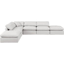  Manufacturer Color_Cream -- Indulge 140" Cream Vegan Leather Upholstered 6 pc Modular Sectional IMAGE 4