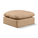 Meridian Indulge Tan Vegan Leather Ottoman IMAGE 1