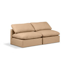  Manufacturer Color_Tan -- Indulge 70" Tan Vegan Leather Upholstered 2 pc Armless Modular Loveseat IMAGE 1
