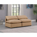  Manufacturer Color_Tan -- Indulge 70" Tan Vegan Leather Upholstered 2 pc Armless Modular Loveseat IMAGE 2
