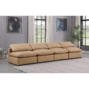  Manufacturer Color_Tan -- Indulge 140" Tan Vegan Leather Upholstered 4 pc Armless Modular Sofa IMAGE 2