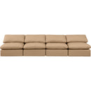  Manufacturer Color_Tan -- Indulge 140" Tan Vegan Leather Upholstered 4 pc Armless Modular Sofa IMAGE 4