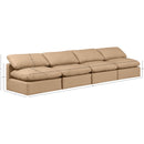  Manufacturer Color_Tan -- Indulge 140" Tan Vegan Leather Upholstered 4 pc Armless Modular Sofa IMAGE 7