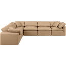  Manufacturer Color_Tan -- Indulge 140" Tan Vegan Leather Upholstered 6 pc Modular Sectional IMAGE 4