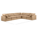  Manufacturer Color_Tan -- Indulge 140" Tan Vegan Leather Upholstered 6 pc Modular Sectional IMAGE 9