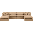  Manufacturer Color_Tan -- Indulge 140" Tan Vegan Leather Upholstered 6 pc Modular Sectional IMAGE 4