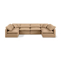  Manufacturer Color_Tan -- Indulge 140" Tan Vegan Leather Upholstered 6 pc Modular Sectional IMAGE 1