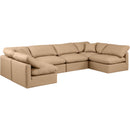  Manufacturer Color_Tan -- Indulge 140" Tan Vegan Leather Upholstered 6 pc Modular Sectional IMAGE 4