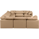  Manufacturer Color_Tan -- Indulge 140" Tan Vegan Leather Upholstered 8 pc Modular Sectional IMAGE 5