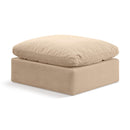 Meridian Indulge Beige Velvet Ottoman IMAGE 1